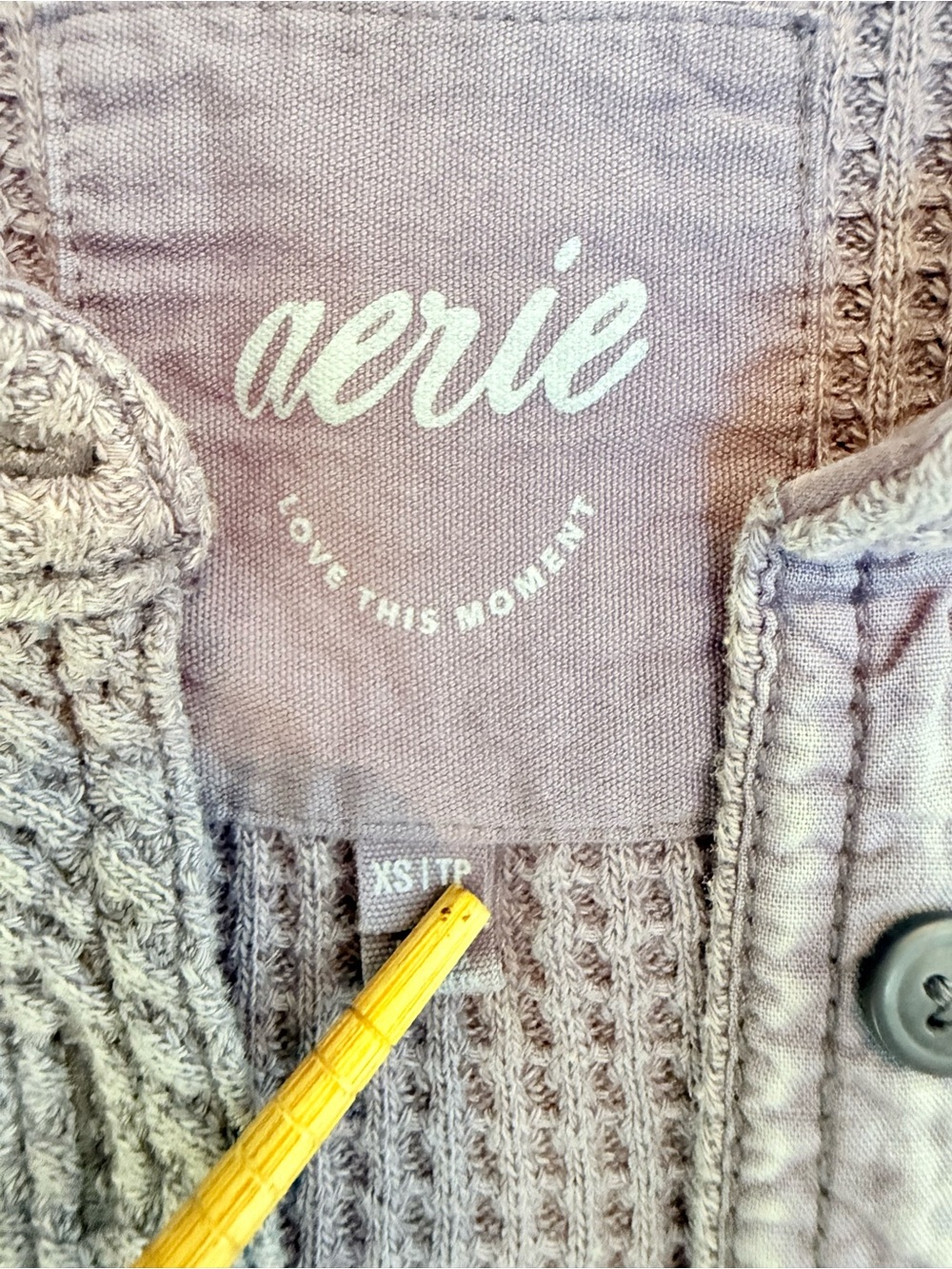 Aerie Lavender Waffle Knit Button Front XS - Picture 5 of 8